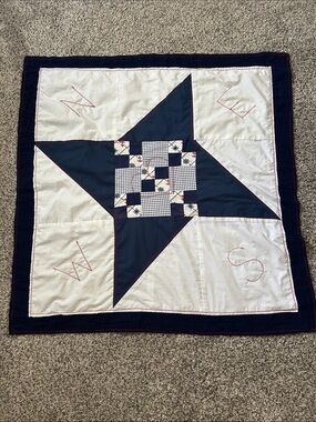 Navy and White Star Patchwork Wall hanging/Table covering - Nautical theme